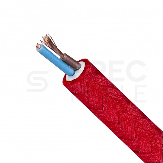 Przewód prądowy H03VV-F / OMY 300V 2x0,75 kabel w oplocie czerwony linka