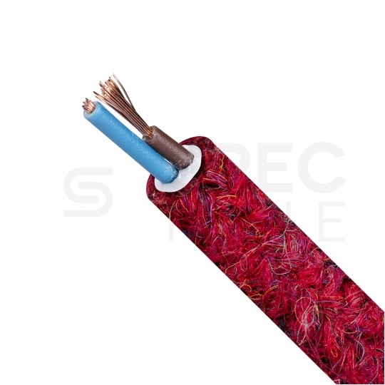 Przewód prądowy H03VV-F / OMY 300V 2x0,75 kabel w oplocie czerwony moher linka