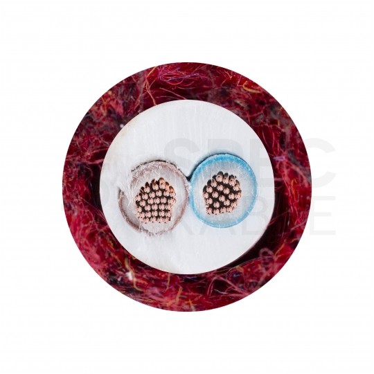 Przewód prądowy H03VV-F / OMY 300V 2x0,75 kabel w oplocie czerwony moher linka