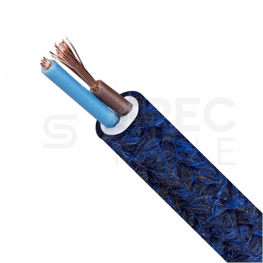 Przewód prądowy H03VV-F / OMY 300V 2x0,75 kabel w oplocie granatowy moher linka