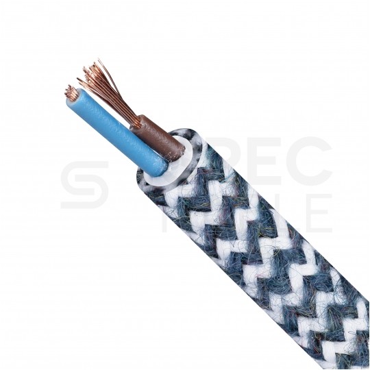 Przewód prądowy H03VV-F / OMY 300V 2x0,75 kabel w oplocie jodełka grafitowa linka