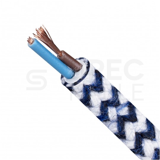 Przewód prądowy H03VV-F / OMY 300V 2x0,75 kabel w oplocie jodełka granatowa linka