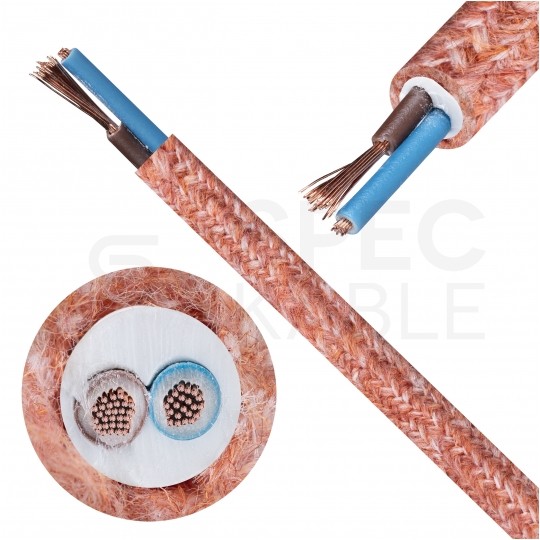 Przewód prądowy H03VV-F / OMY 300V 2x0,75 kabel w oplocie malinowy moher linka