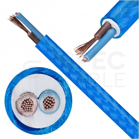 Przewód prądowy H03VV-F / OMY 300V 2x0,75 kabel w oplocie niebieski linka