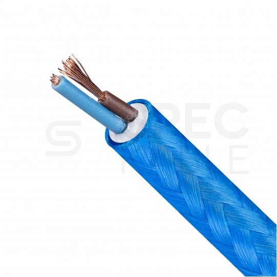 Przewód prądowy H03VV-F / OMY 300V 2x0,75 kabel w oplocie niebieski linka