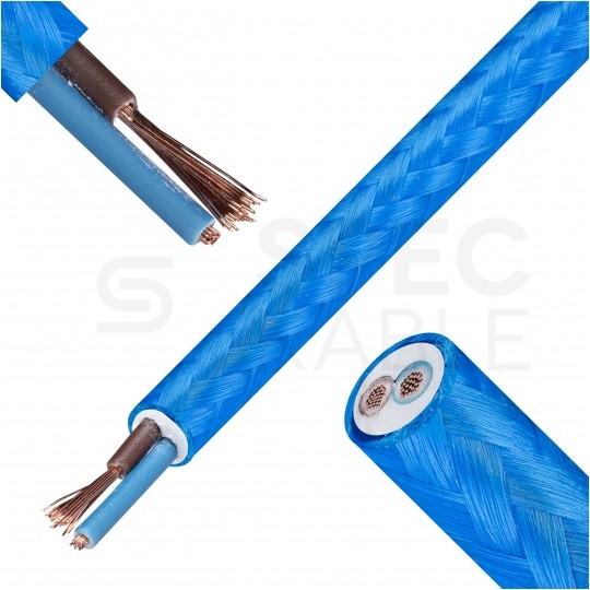 Przewód prądowy H03VV-F / OMY 300V 2x0,75 kabel w oplocie niebieski linka