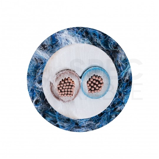 Przewód prądowy H03VV-F / OMY 300V 2x0,75 kabel w oplocie niebieski moher linka