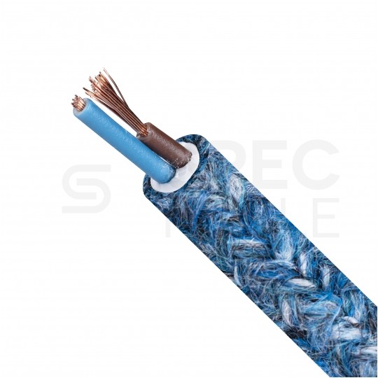 Przewód prądowy H03VV-F / OMY 300V 2x0,75 kabel w oplocie niebieski moher linka