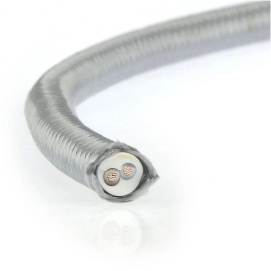 Przewód prądowy H03VV-F / OMY 300V 2x0,75 kabel w oplocie srebrny linka