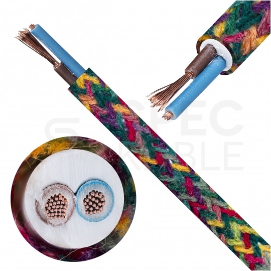 Przewód prądowy H03VV-F / OMY 300V 2x0,75 kabel w oplocie wiosenny las linka