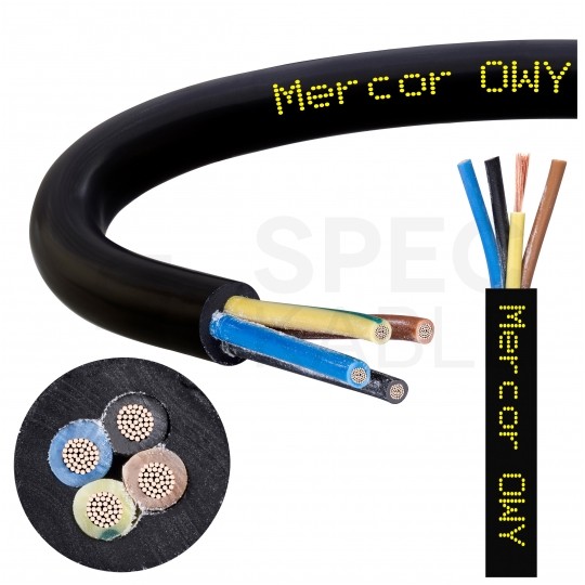 Przewód prądowy H05VV-F / OWY 500V 4x1 warsztatowy czarny linka Mercor