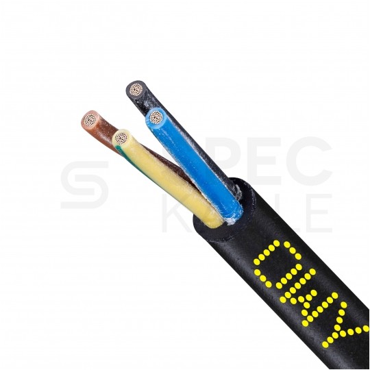 Przewód prądowy H05VV-F / OWY 500V 4x1 warsztatowy czarny linka Mercor