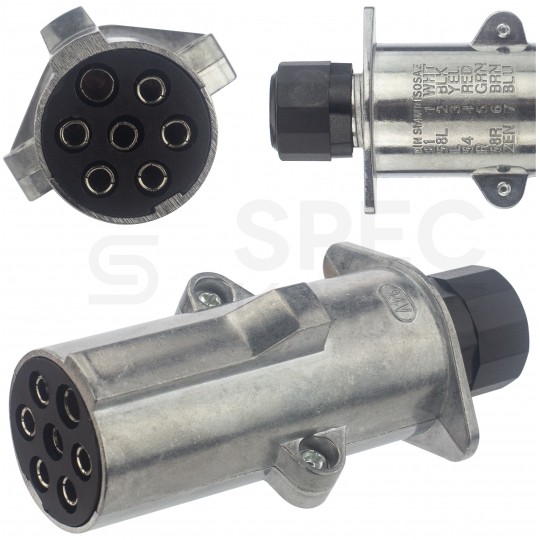 Przewód spiralny QLY-s kabel do naczepy zakończony metalowymi wtykami 7-pin typu N 24V 4,5m