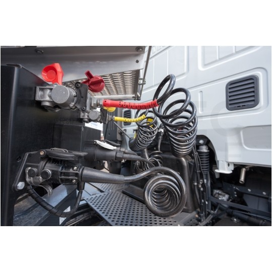 Przewód spiralny QLY-s kabel do naczepy zakończony wtykami 7-pin do systemu EBS / ABS 24V 4m