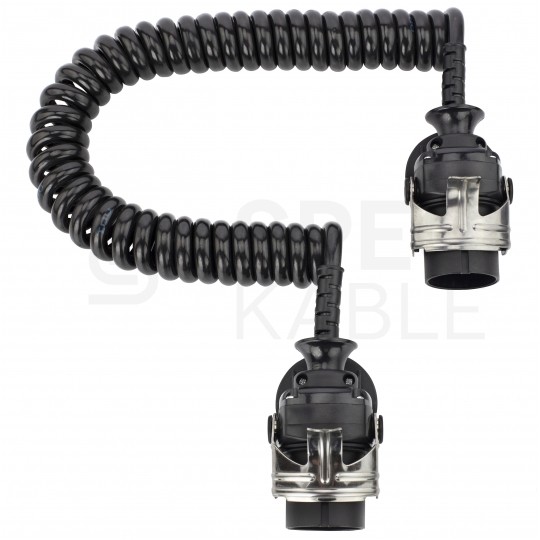 Przewód spiralny QLY-s kabel do naczepy zakończony wtykami 7-pin do systemu EBS / ABS 24V 4m