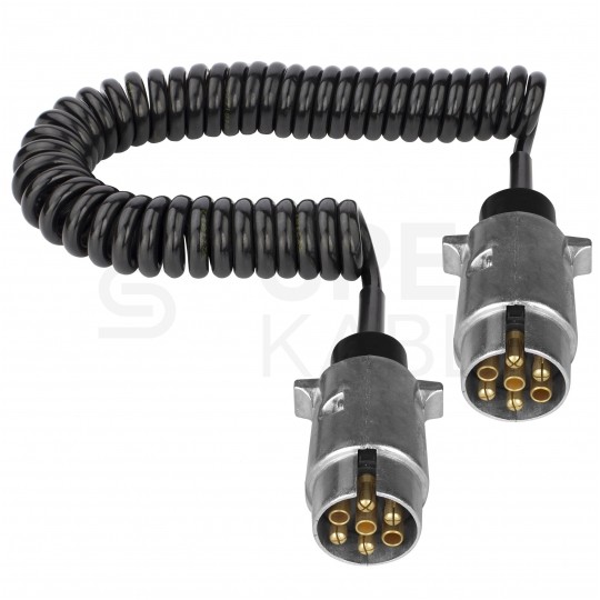 Przewód spiralny QLY-s kabel do przyczepy zakończony metalowymi wtykami 7-pin 12V 3m