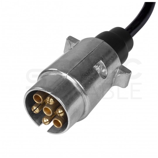 Przewód spiralny QLY-s kabel do przyczepy zakończony metalowymi wtykami 7-pin 12V 3m
