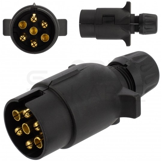 Przewód spiralny QLY-s kabel do przyczepy zakończony plastikowymi wtykami 7-pin 12V 4m