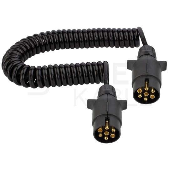 Przewód spiralny QLY-s kabel do przyczepy zakończony plastikowymi wtykami 7-pin 12V 5m