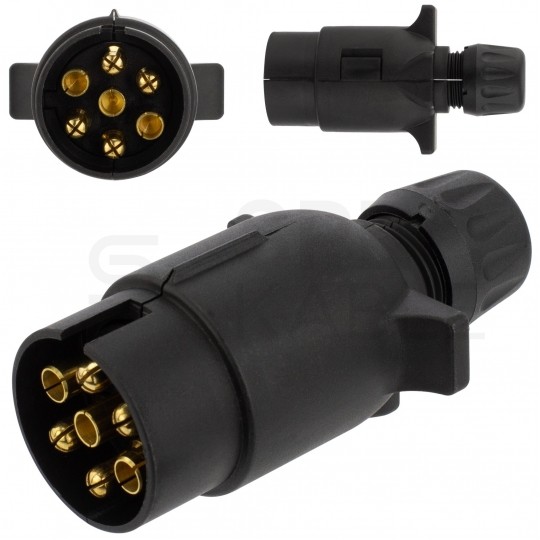 Przewód spiralny QLY-s kabel do przyczepy zakończony plastikowymi wtykami 7-pin 12V 5m