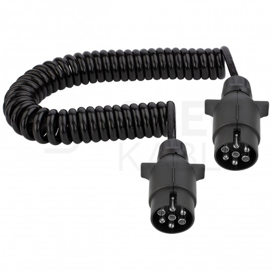 Przewód spiralny QLY-s kabel do przyczepy zakończony zalewanymi wtykami 7-pin 12V 4m