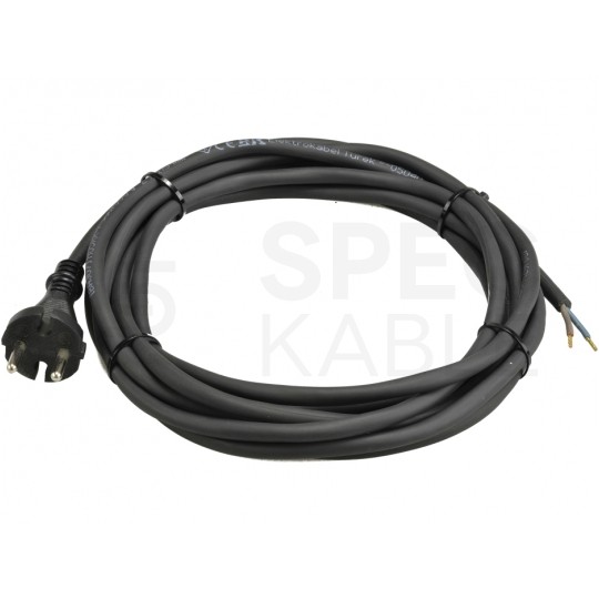 Przewód zasilający gumowy OW 2x1,5mm2 z wtyczką prostą [2P] czarny 4,5m