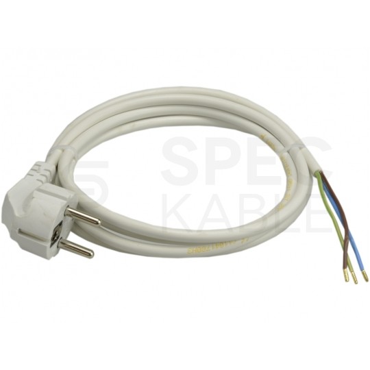 Przewód zasilający OMY 3x1,0mm2 z wtyczką kątową [2P+Z] Uni-Schuko biały 2m