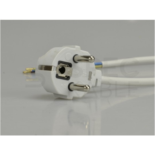 Przewód zasilający OMY 3x1,0mm2 z wtyczką kątową [2P+Z] Uni-Schuko biały 2m