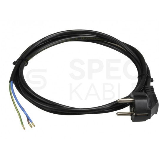 Przewód zasilający OMY 3x1,0mm2 z wtyczką kątową [2P+Z] Uni-Schuko czarny 2m