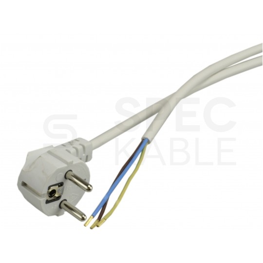Przewód zasilający OMY 3x1,5mm2 z wtyczką kątową [2P+Z] Uni-Schuko biały 1,5m