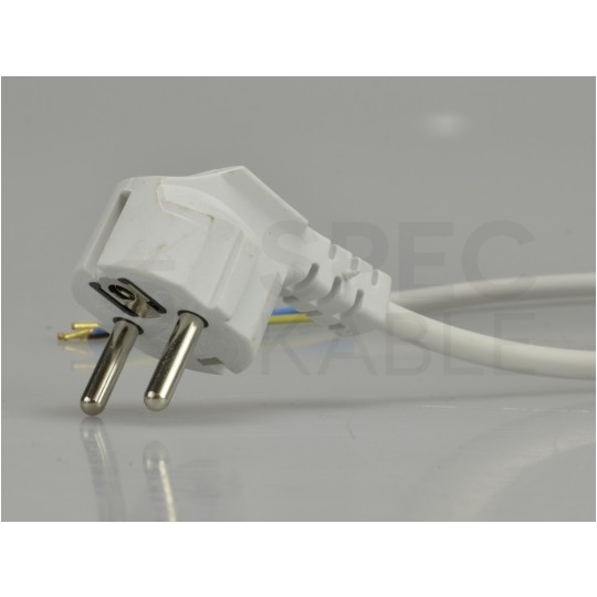 Przewód zasilający OMY 3x1,5mm2 z wtyczką kątową [2P+Z] Uni-Schuko biały 3m