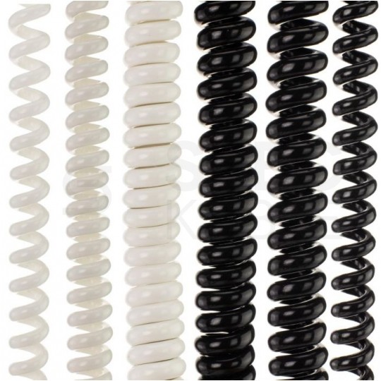 Przewód zasilający OMY spiralny 3x1,5mm2 kabel H03VVH8-F z wtyczką kątową [2P+Z] Uni-Schuko biały 0,38m / 2,2m