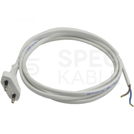 Przewód zasilający OMYp 2x0,75mm2 z wtyczką płaską [2P] 2,5A biały 5m