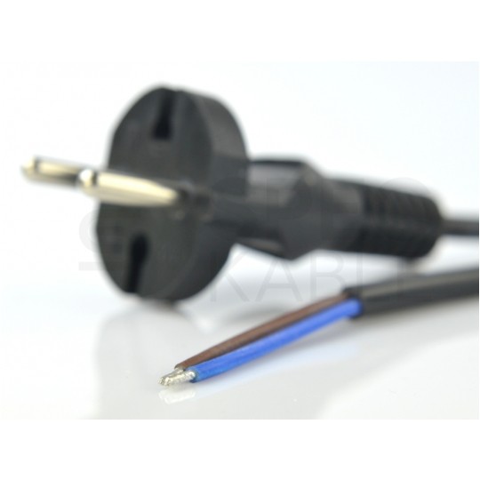 Przewód zasilający OW 2x1,0mm2 z wtyczką prostą [2P] 10A czarny 10m