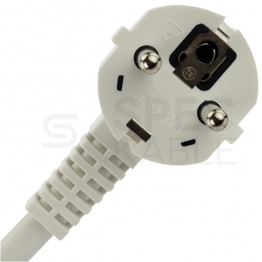 Przewód zasilający OWY (H05VV-F) 3x2,5mm2 biały 2,5m z wtyczką kątową [2P+Z] Uni-Schuko do piekarników, kuchenek, AGD, płyt indukcyjnych itp.