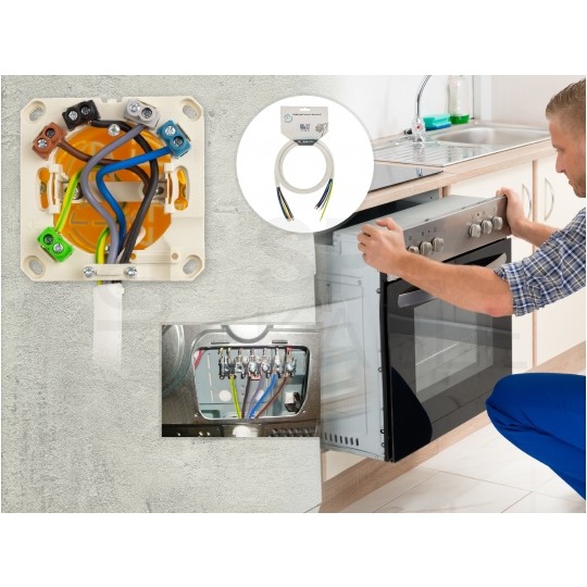 Przewód zasilający OWY (H05VV-F) 5x2,5mm2 biały 1,5m do piekarników, kuchenek, AGD, płyt indukcyjnych itp.