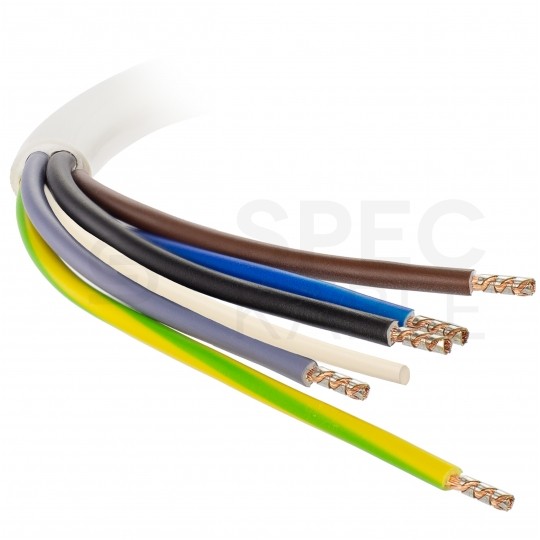 Przewód zasilający OWY (H05VV-F) 5x2,5mm2 biały 1,5m do piekarników, kuchenek, AGD, płyt indukcyjnych itp.