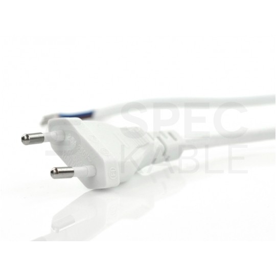 Przewód zasilający w oplocie do lampki 2x0,75mm2 z wtyczką [2P] 2,5A i wyłącznikiem biały 2m