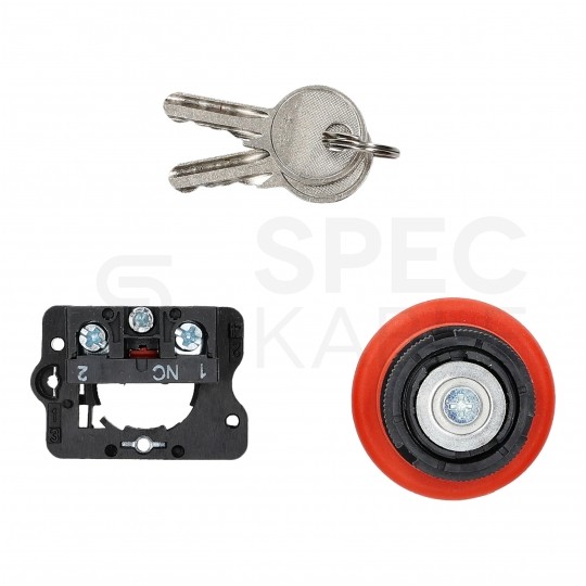 Przycisk bezpieczeństwa awaryjny sterowniczy grzybek metalowy z kluczykiem ADELID AS22-ES142