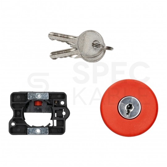 Przycisk bezpieczeństwa awaryjny sterowniczy grzybek metalowy z kluczykiem ADELID AS22-ES142