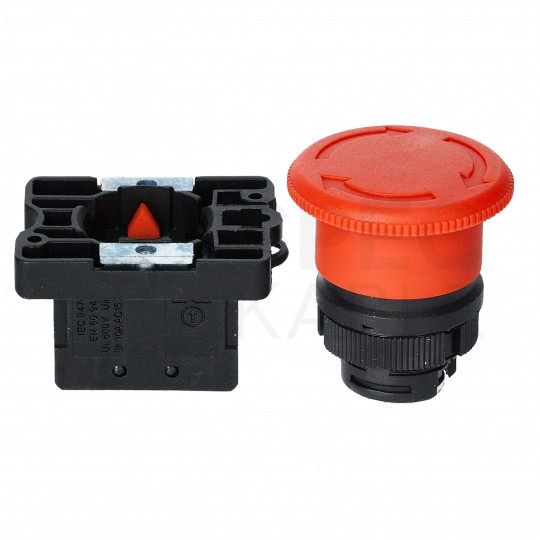 Przycisk bezpieczeństwa awaryjny sterowniczy, grzybek z blokadą poprzez obrót ADELID AS22- ES542