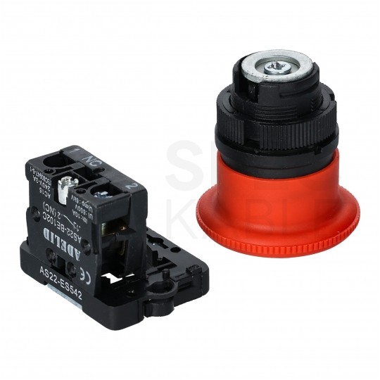 Przycisk bezpieczeństwa awaryjny sterowniczy, grzybek z blokadą poprzez obrót ADELID AS22- ES542