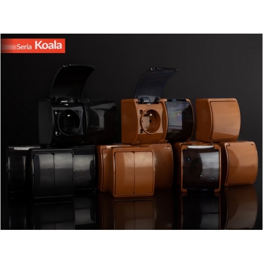 Przycisk odbijający "dzwonek" natynkowy hermetyczny IP44 czarny Koala ViPlast