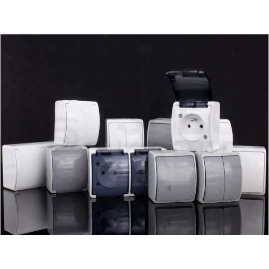 Przycisk odbijający "dzwonek" natynkowy hermetyczny IP44 szary Koala ViPlast