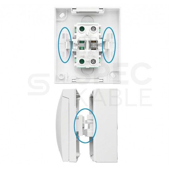 Przycisk odbijający "dzwonek" SIMON Aquaclick natynkowy bryzgoszczelny IP44 czarny matowy 10AX z podświetleniem LED Kontakt Simon ACD1L/49