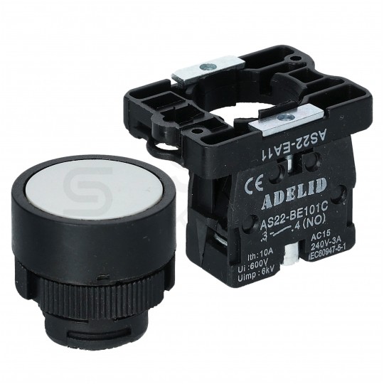 Przycisk sterowniczy do kaset sterowniczych XB2 biały ADELID AS22-EA11