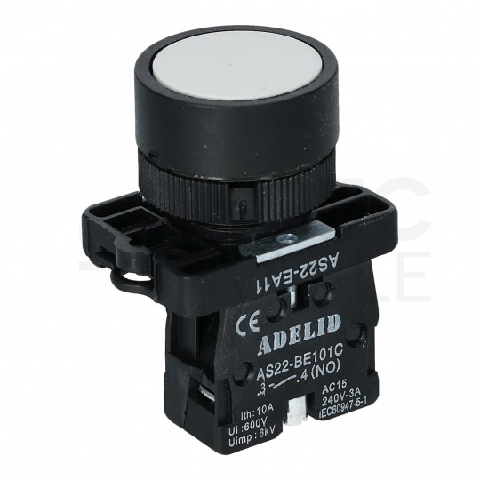 Przycisk sterowniczy do kaset sterowniczych XB2 biały ADELID AS22-EA11