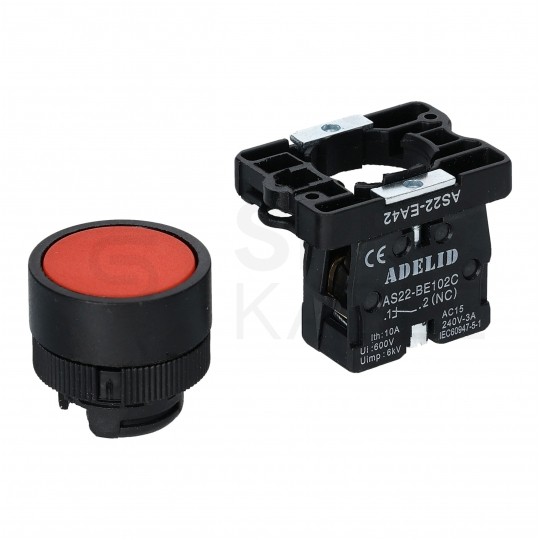 Przycisk sterowniczy do kaset sterowniczych XB2 czerwony STOP ADELID AS22-EA42