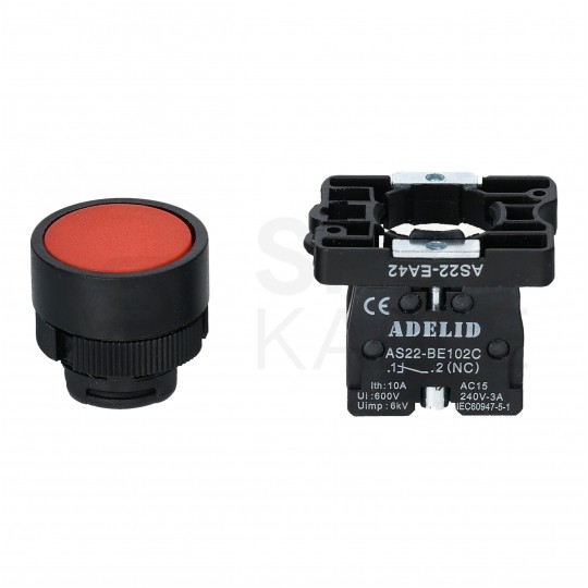 Przycisk sterowniczy do kaset sterowniczych XB2 czerwony STOP ADELID AS22-EA42