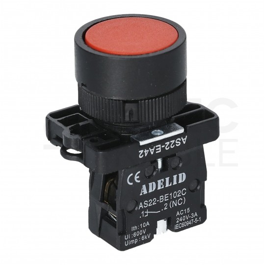 Przycisk sterowniczy do kaset sterowniczych XB2 czerwony STOP ADELID AS22-EA42